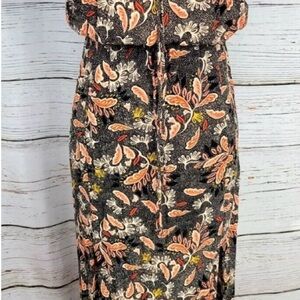 H&M Black Floral Maxi Dress with Peach and Yellow Accents